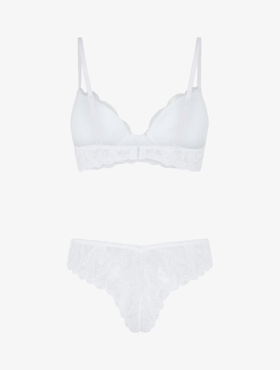 Ensemble soutien-gorge et tanga en dentelle irisée - Blanc - 2