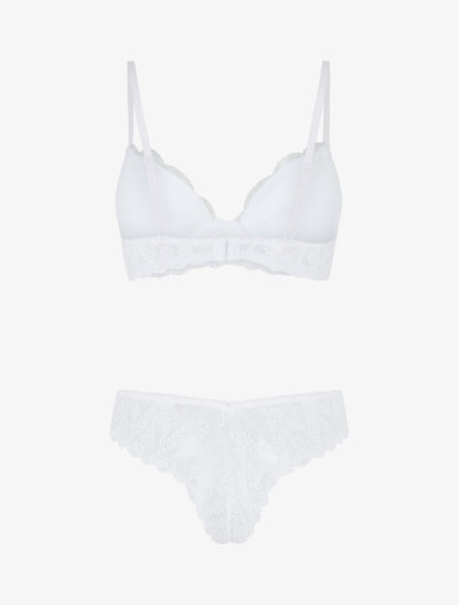 Ensemble soutien-gorge et tanga en dentelle irisée - Blanc - 2