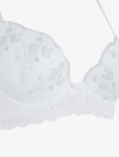 Ensemble soutien-gorge et tanga en dentelle irisée - Blanc - 3