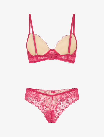 Ensemble soutien-gorge et tanga en dentelle irisée - Fuchsia - 2