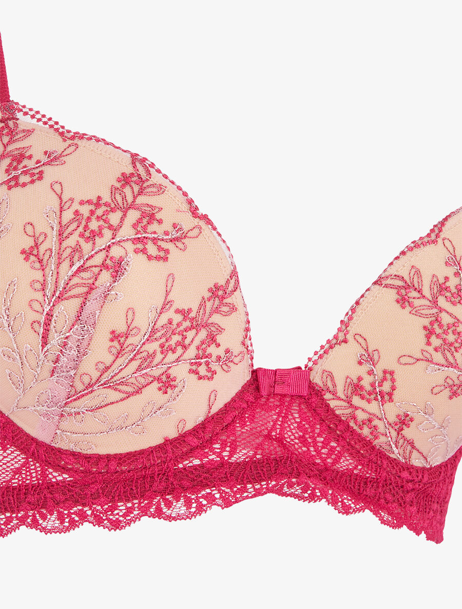 Ensemble soutien-gorge et tanga en dentelle irisée - Fuchsia - 3