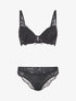 Ensemble soutien-gorge push-up et culotte en dentelle - Noir - 1