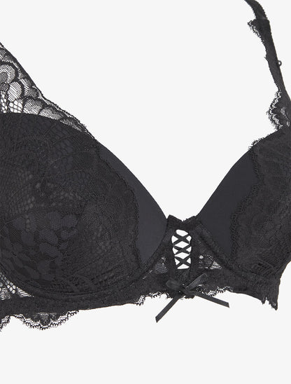 Ensemble soutien-gorge push-up et culotte en dentelle - Noir - 3