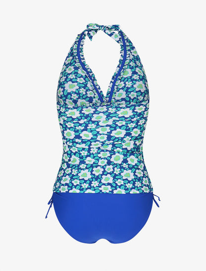 Maillot de bain tankini à fleurs - Bleu - 2