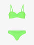 Bikini à balconnet et tanga uni - Vert fluo - 4