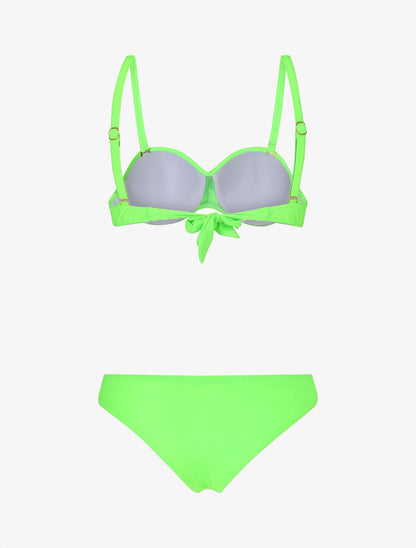 Bikini à balconnet et tanga uni - Vert fluo - 2