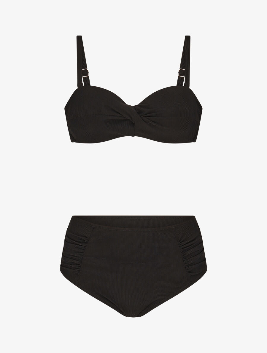 Maillot de bain 2 pièces taille haute - Noir - 1