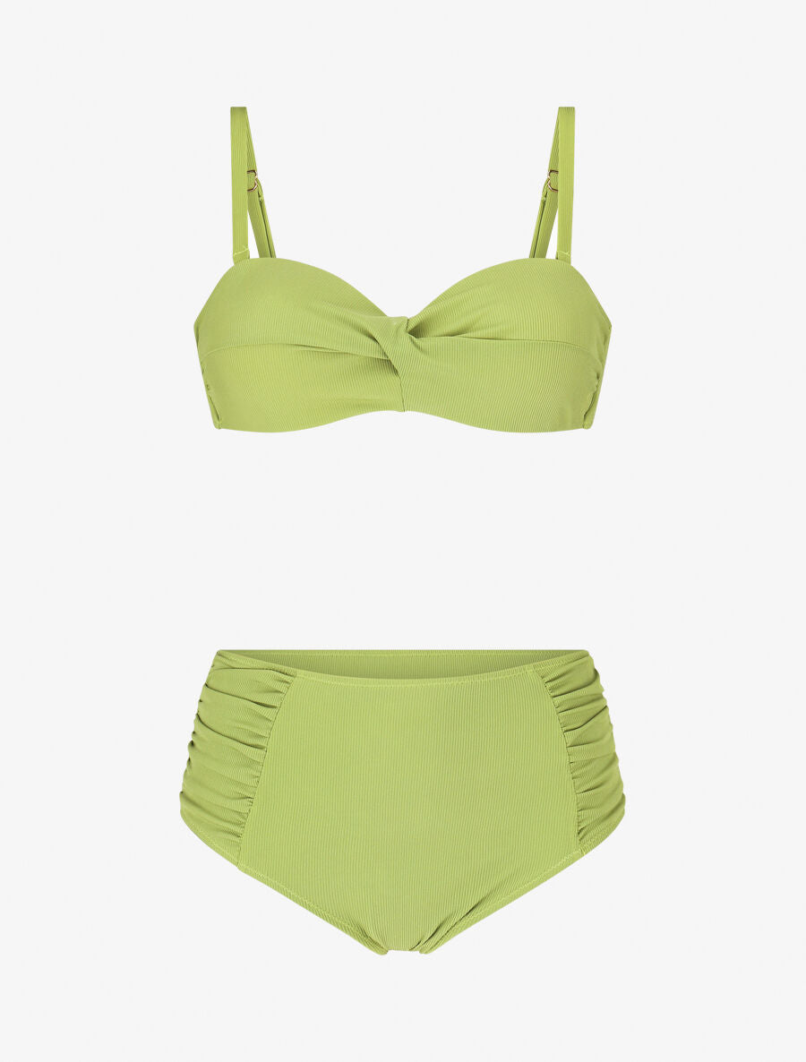 Maillot de bain 2 pièces taille haute - Vert anis - 1