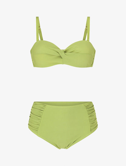 Maillot de bain 2 pièces taille haute - Vert anis - 1