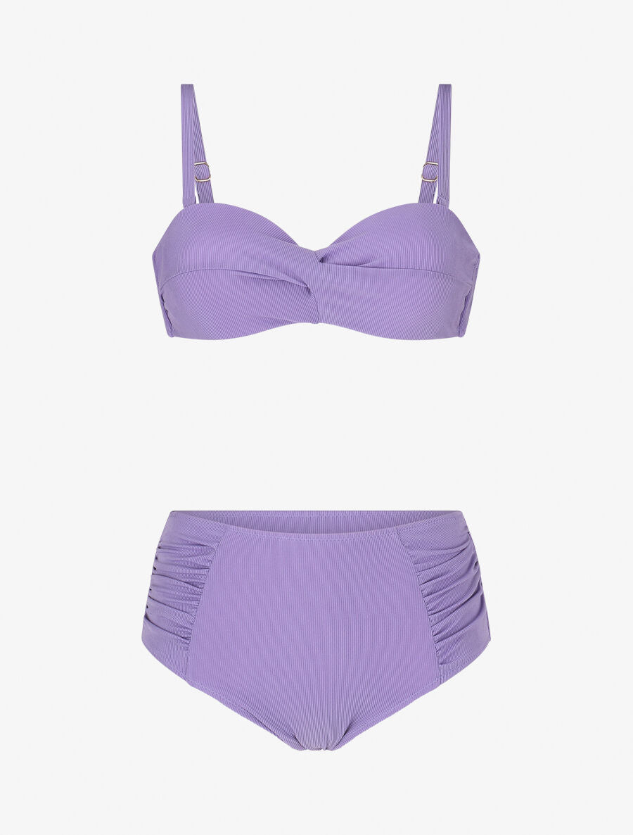 Maillot de bain 2 pièces taille haute - Lilas - 1