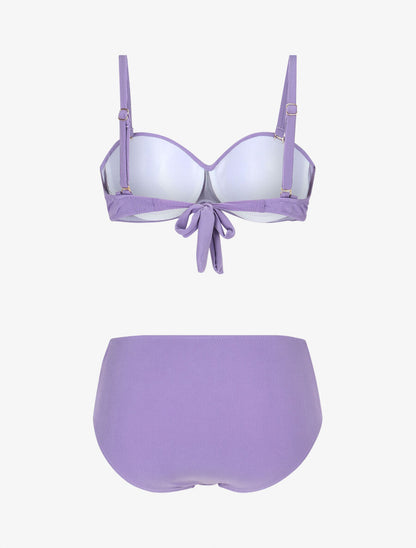 Maillot de bain 2 pièces taille haute - Lilas - 2