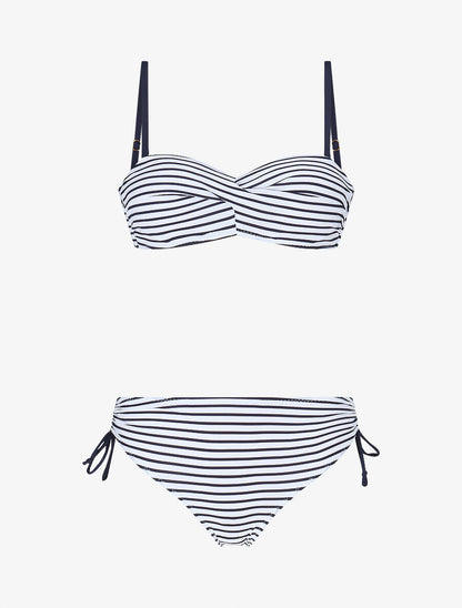 Maillot de bain 2 pièces à rayures - Blanc - 4