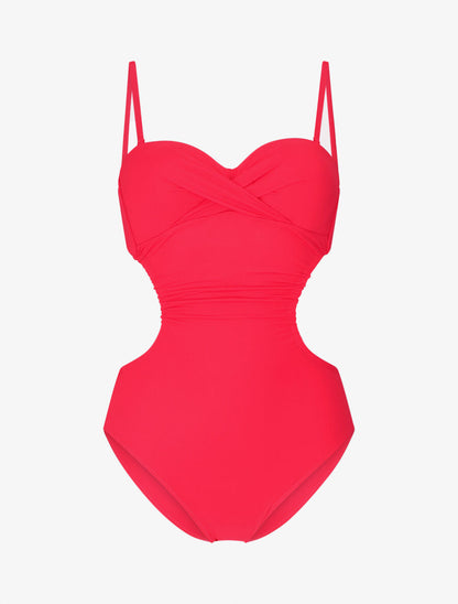 Trikini uni torsadé - Rouge framboise - 1