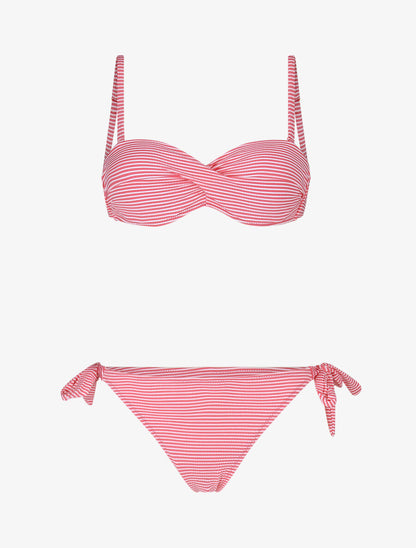Bikini imprimé rayé - Rose - 1