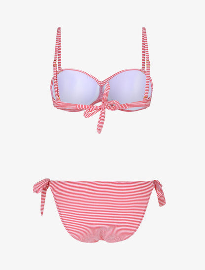 Bikini imprimé rayé - Rose - 2