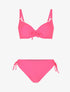 Bikini uni effet texturé - Rose - 1