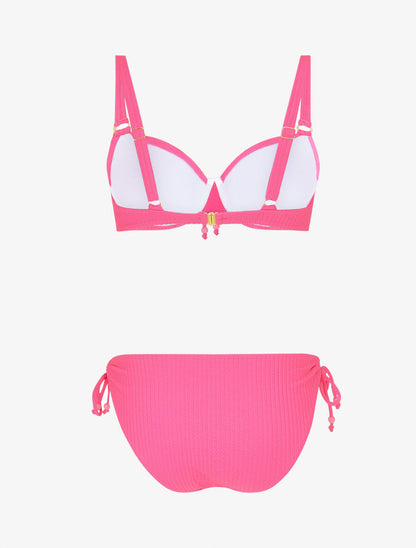 Bikini uni effet texturé - Rose - 2