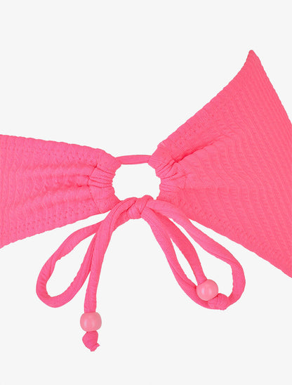 Bikini uni effet texturé - Rose - 3