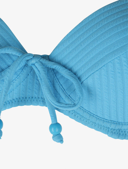 Bikini uni effet texturé - Bleu ciel - 3