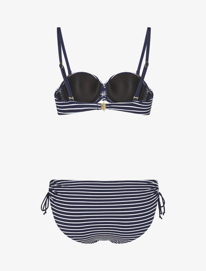 Bikini à imprimé style marinière - Marine - 2