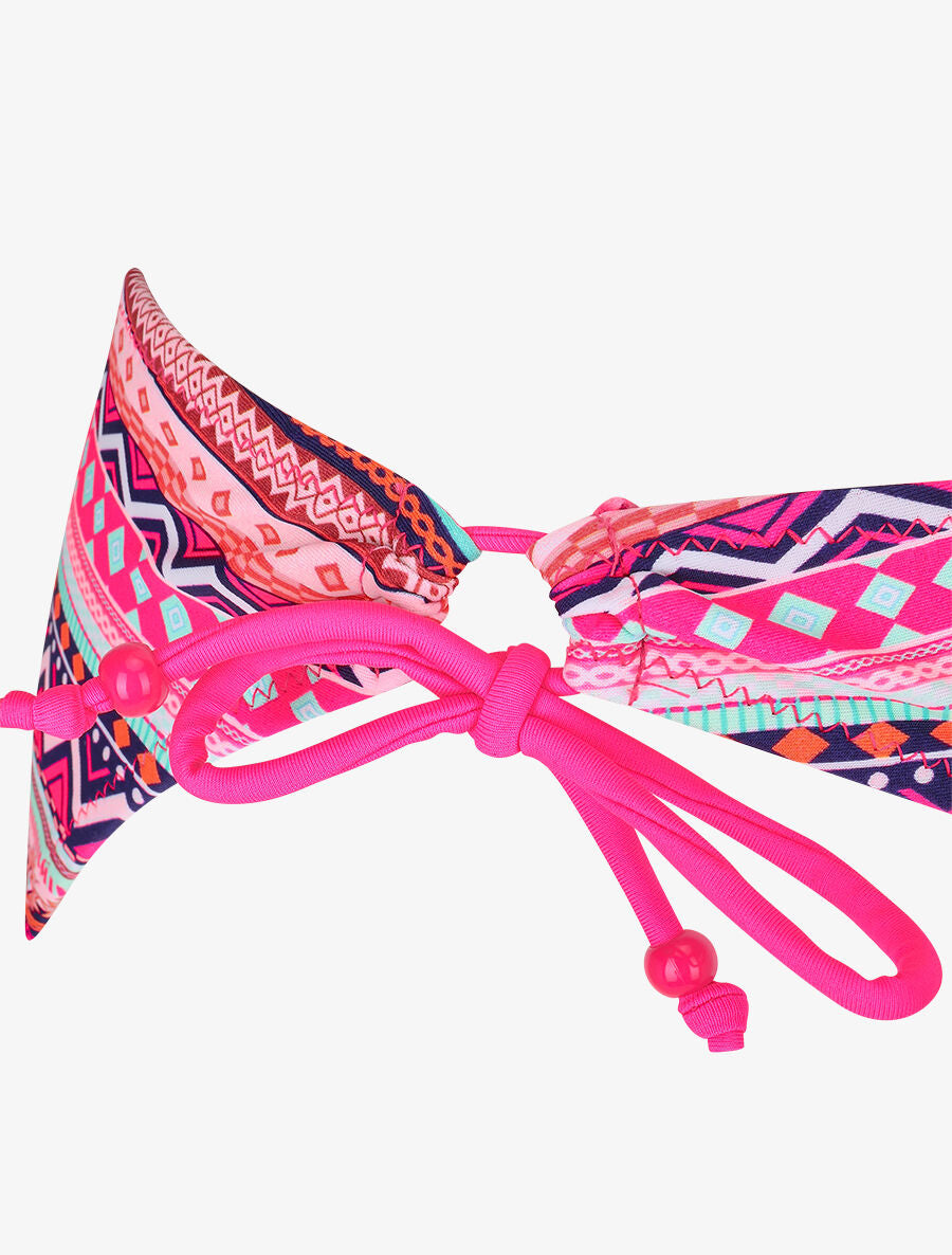 Bikini dépareillé à imprimé aztèque - Rose fluo - 3