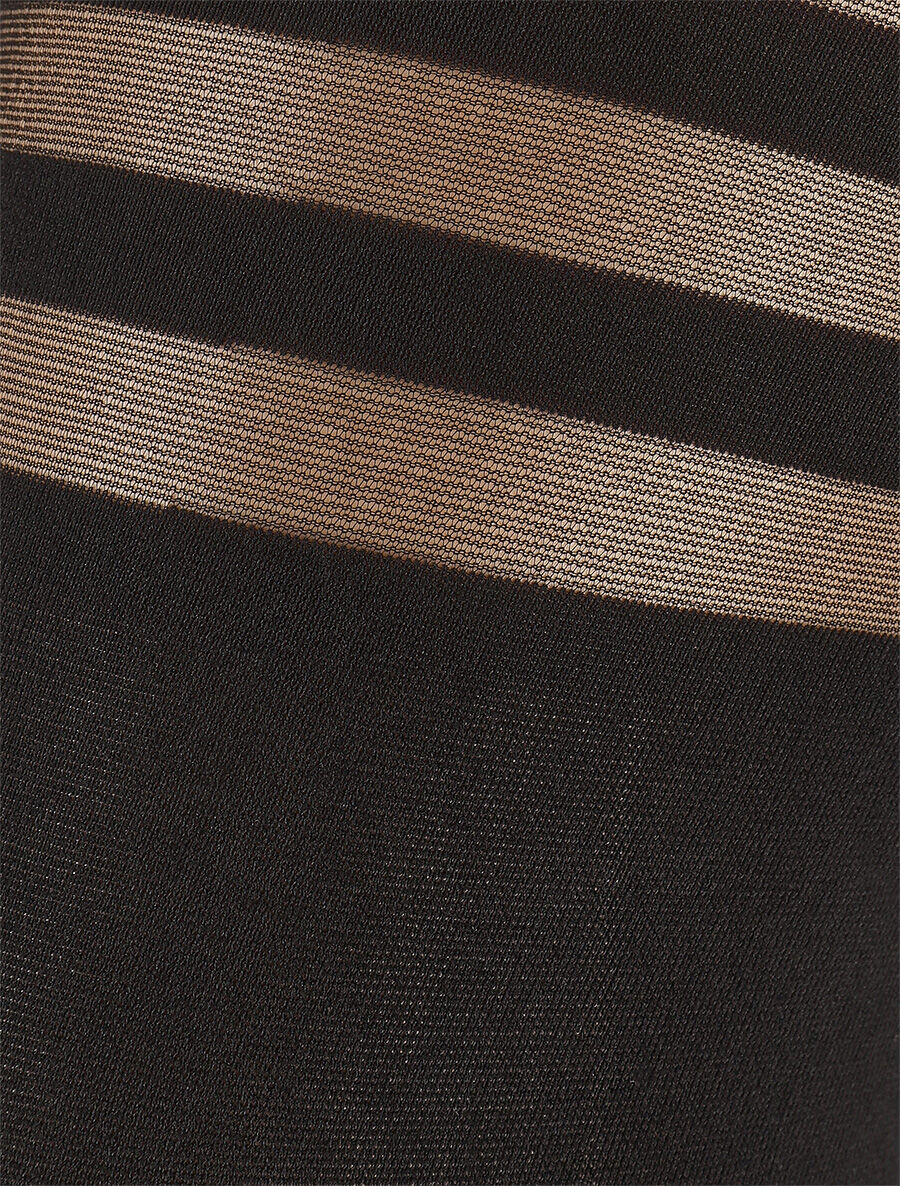 Collants en voile imprimé rayé - Noir - 2