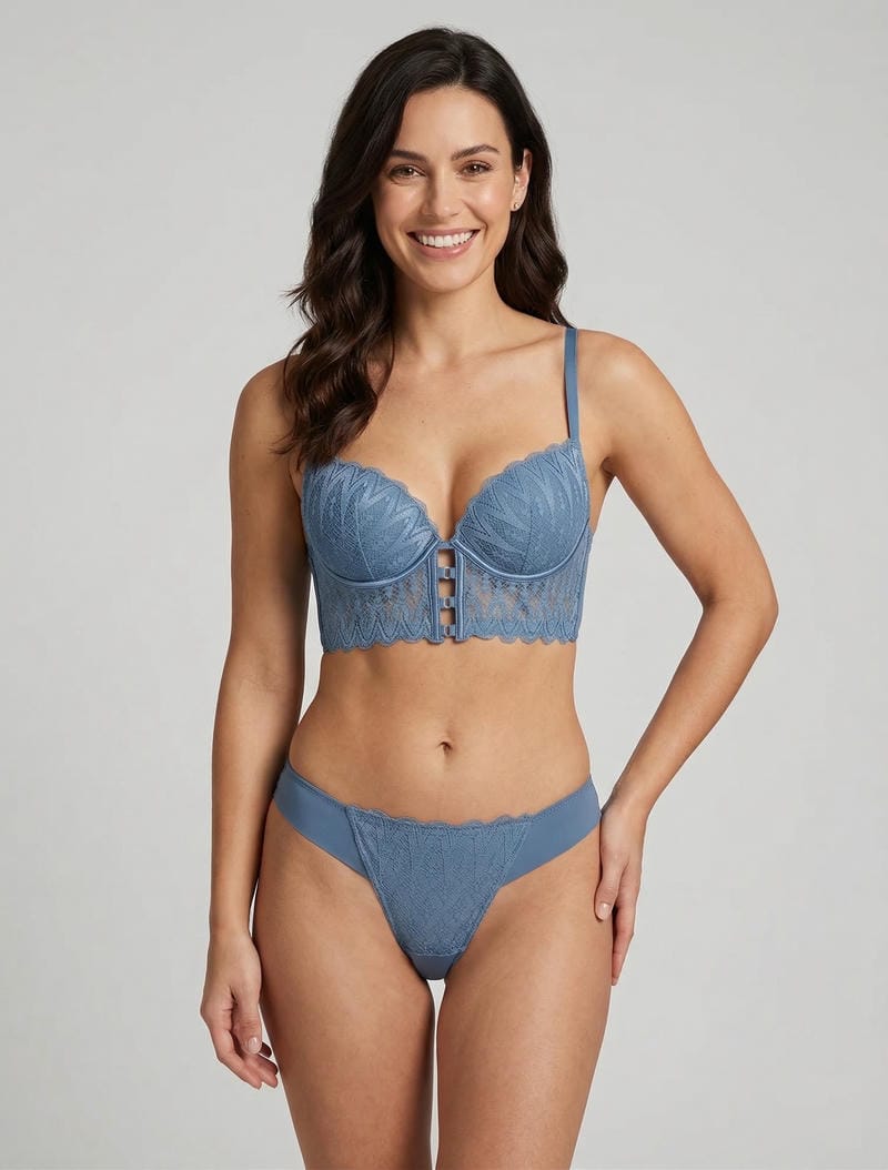 Ensemble soutien-gorge push-up et tanga - Bleu