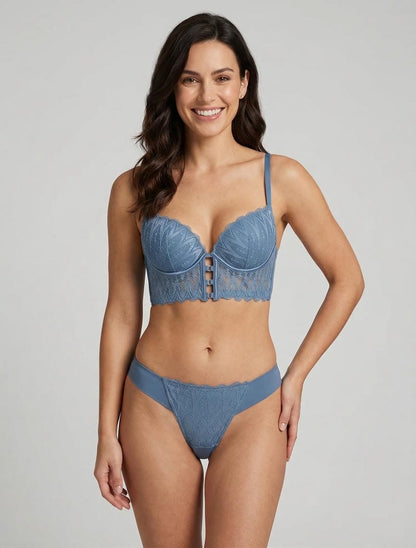 Ensemble soutien-gorge push-up et tanga - Bleu