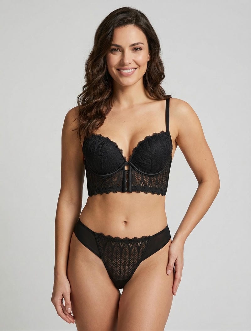 Ensemble soutien-gorge push-up et tanga - Noir