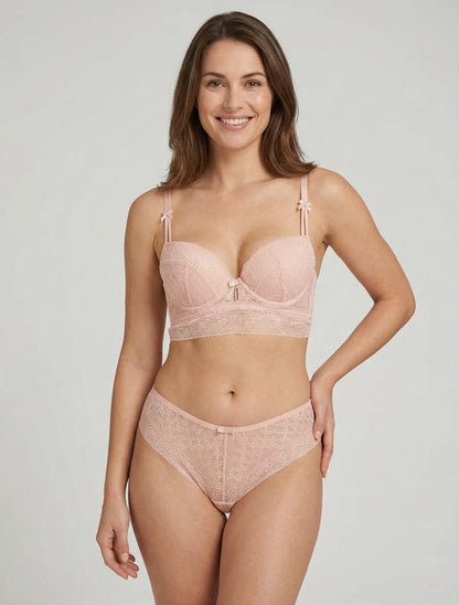 Ensemble lingerie push-up strassé - Rose