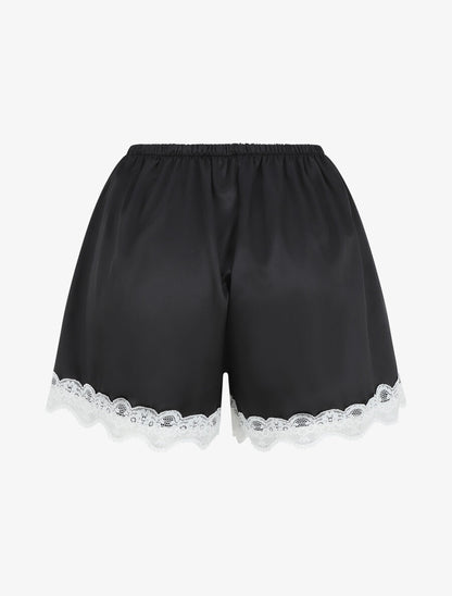 Ensemble caraco et short de pyjama satiné - Noir - 5