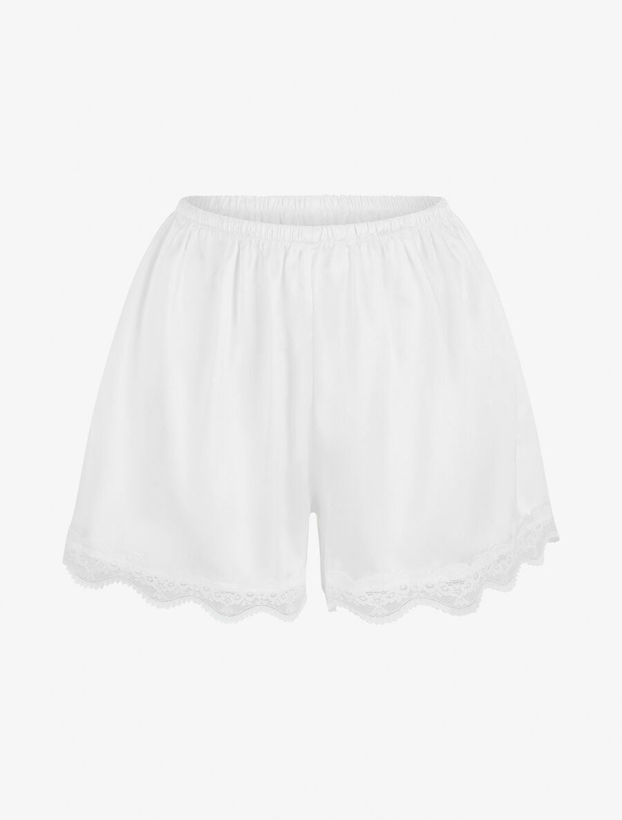 Ensemble caraco et short de pyjama satiné - Blanc - 4