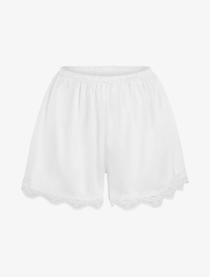 Ensemble caraco et short de pyjama satiné - Blanc - 4
