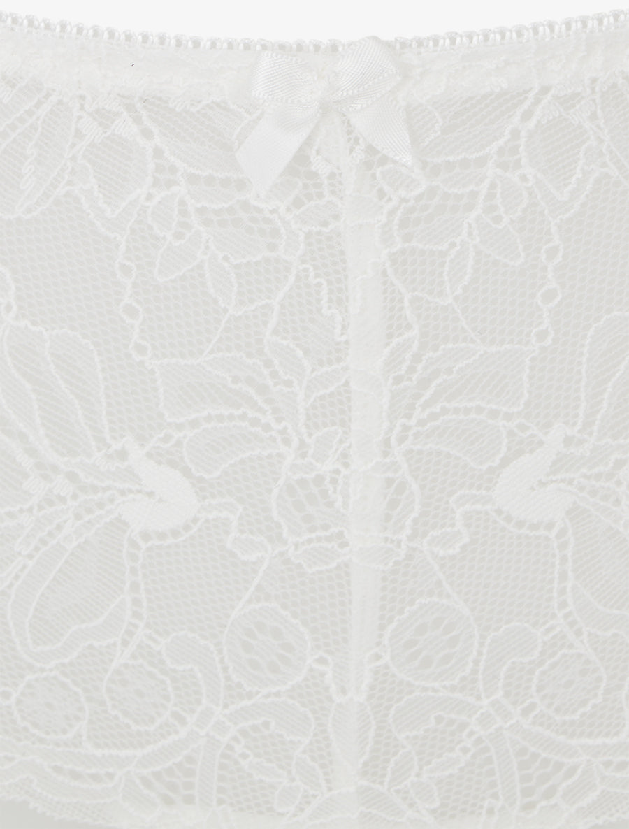 Ensemble lingerie style corset à dentelle fleurie - Blanc - 3