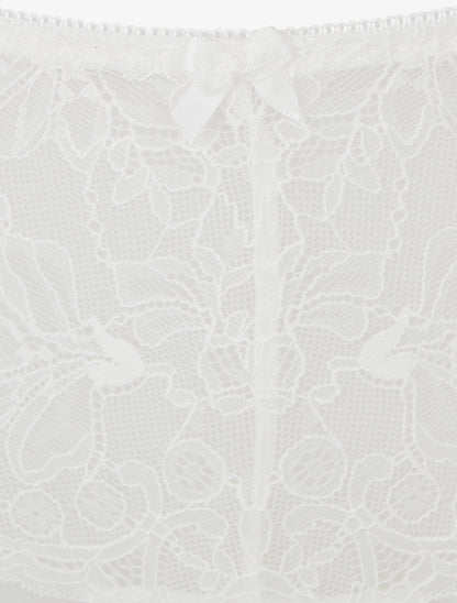 Ensemble lingerie style corset à dentelle fleurie - Blanc - 3