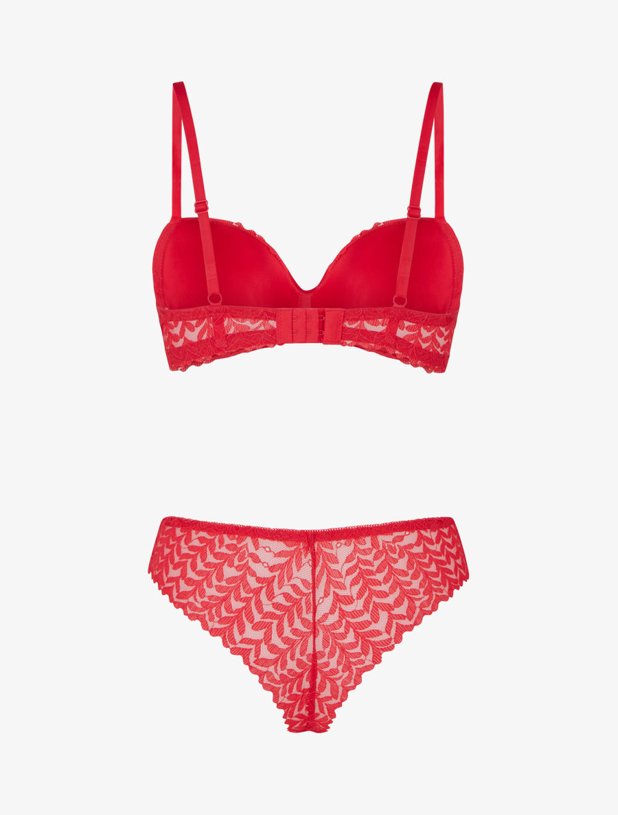 Ensemble lingerie à bijou coeurs - Rouge - 2