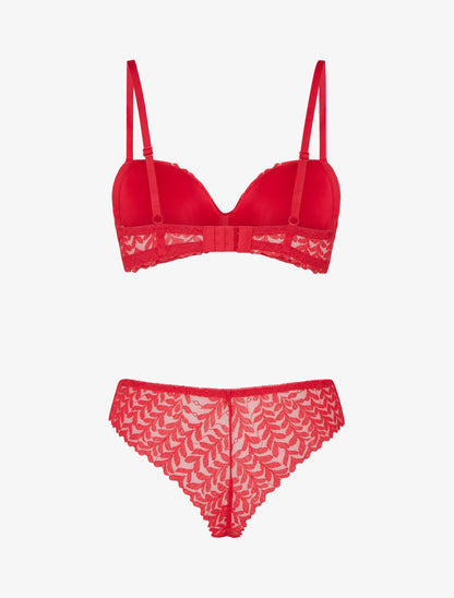 Ensemble lingerie à bijou coeurs - Rouge - 2