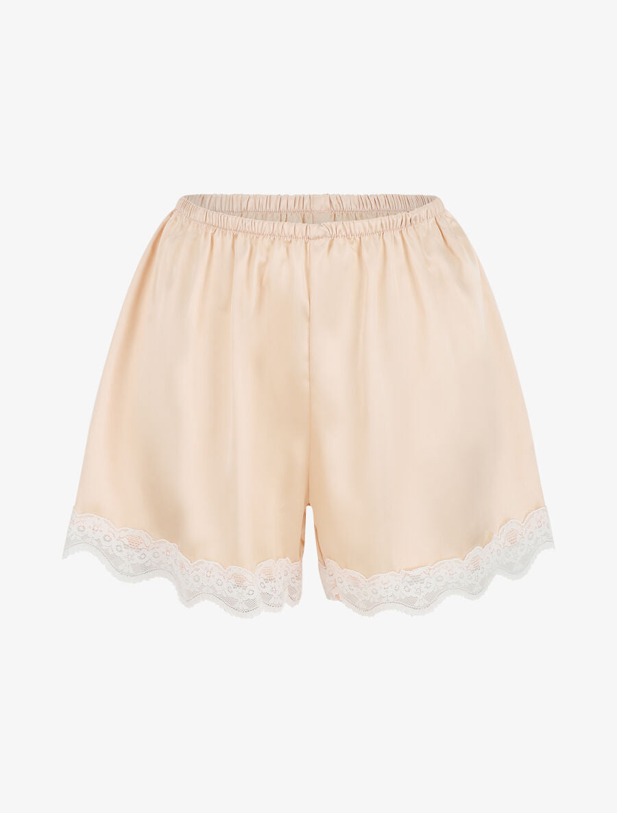 Ensemble caraco et short de pyjama satiné - Beige - 4