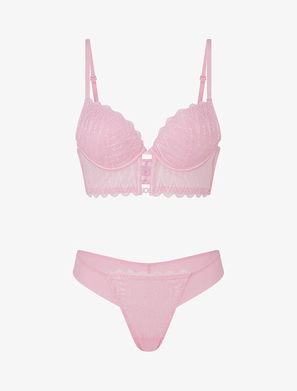 Ensemble lingerie style corset - Rose - 1