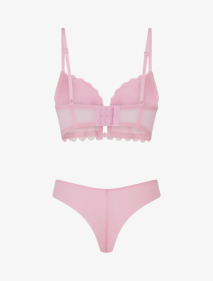 Ensemble lingerie style corset - Rose - 2