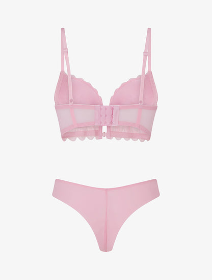 Ensemble lingerie style corset - Rose - 2