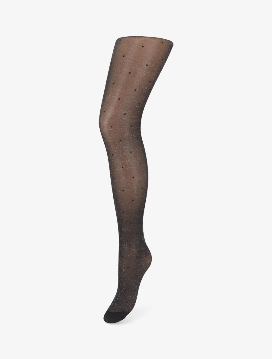 Collants en voile irisée imprimé à pois - Noir - 1