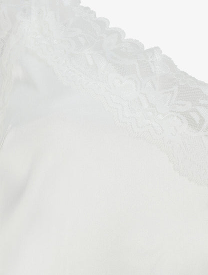 Ensemble caraco et short de pyjama à dentelle - Blanc - 3