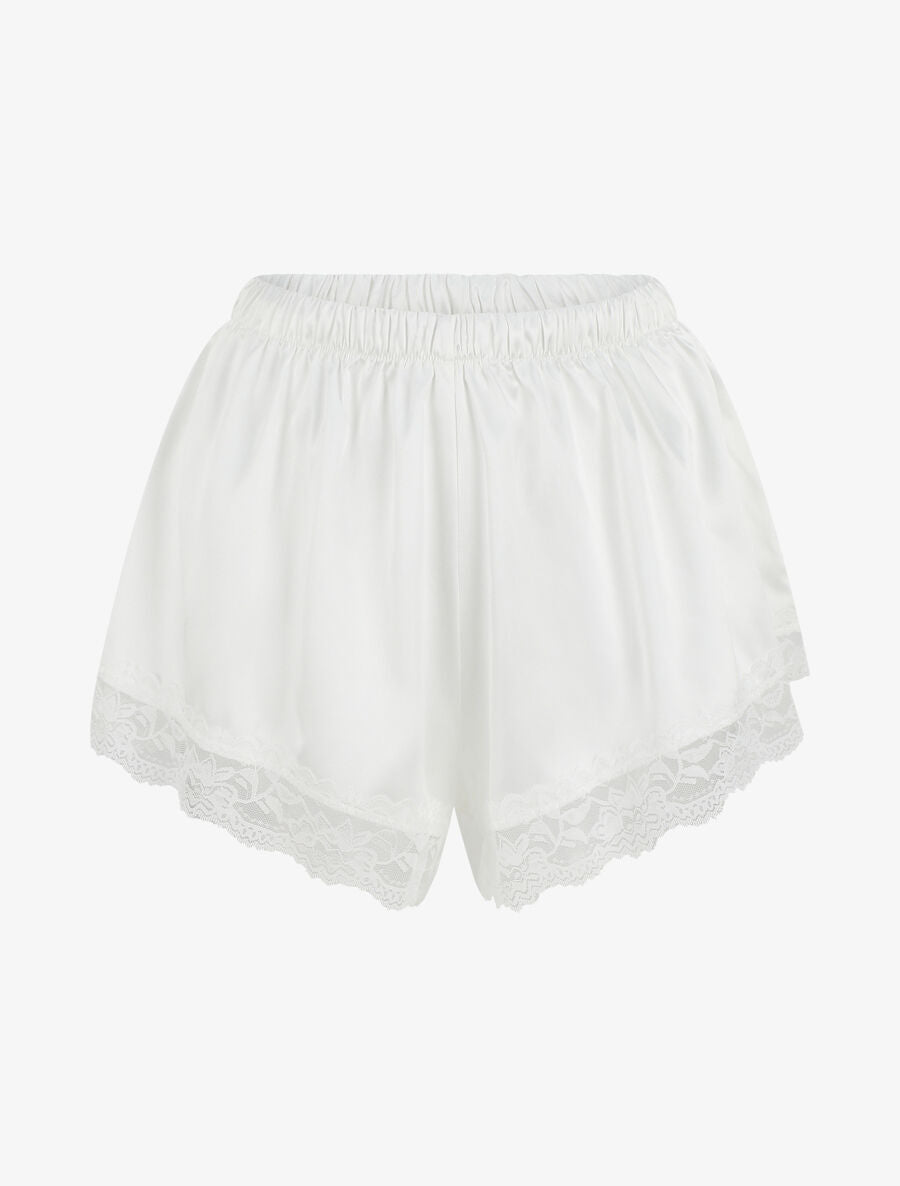 Ensemble caraco et short de pyjama à dentelle - Blanc - 4