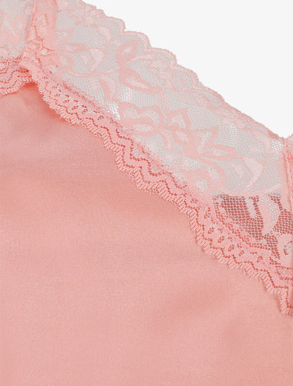 Ensemble caraco et short de pyjama à dentelle - Rose - 3