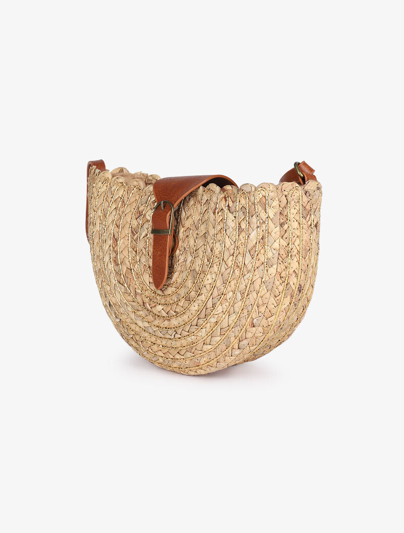 Sac demi lune Jocelyne - Beige/or - 2