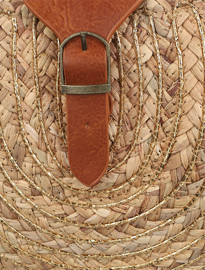 Sac demi lune Jocelyne - Beige/or - 4