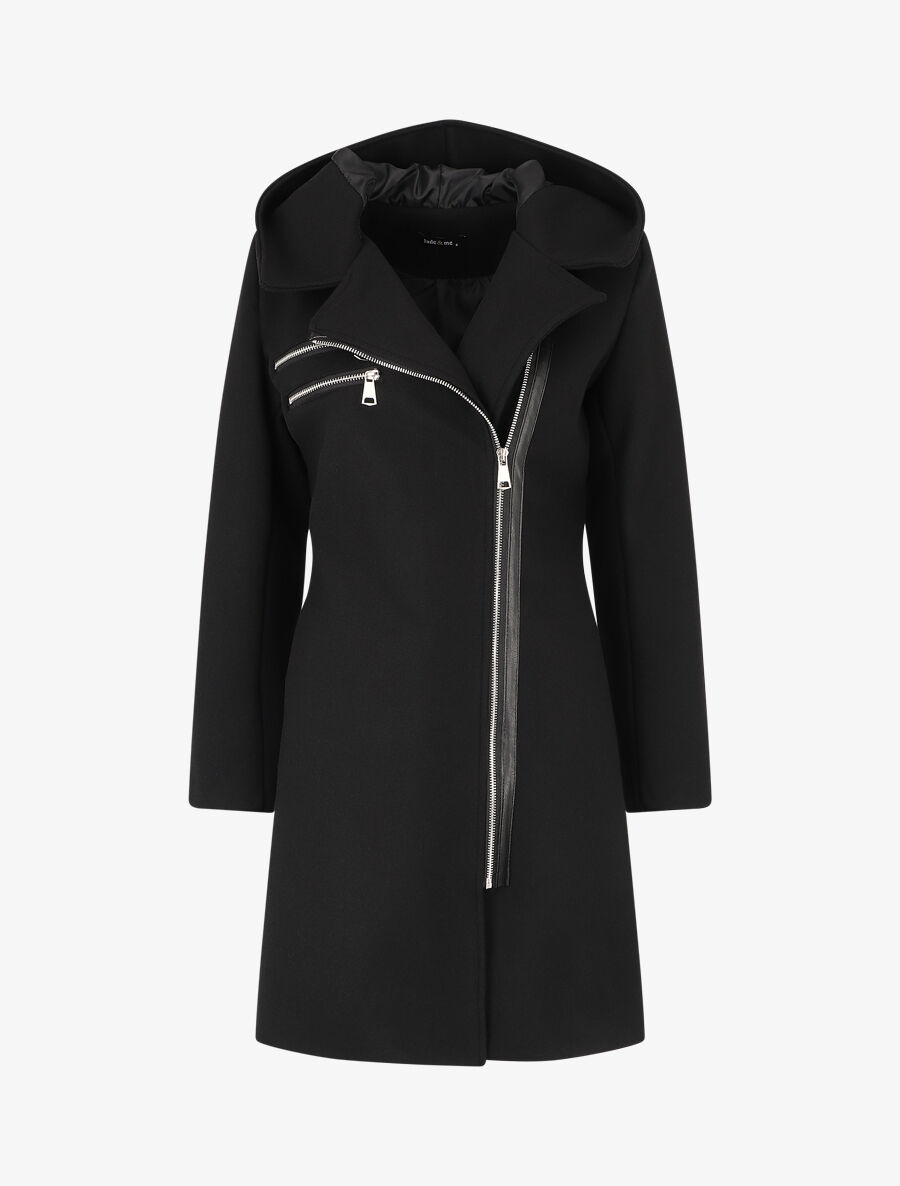 Manteau zippe a capuche fausse fourrure Inspee