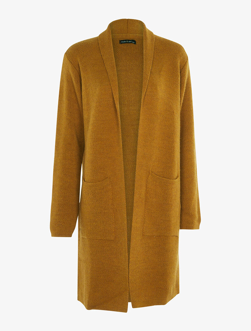 Gilet long ouvert moutarde chine Inspee